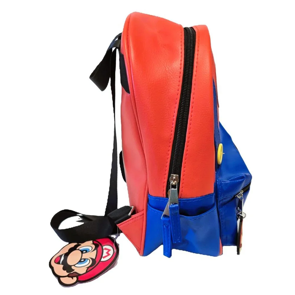 New Official Nintendo Super Mario Bros Mini Backpack ~ Red Blue Faux Leather - Picture 5 of 9